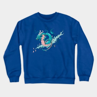 Tattoo Dragon, Aqua Crewneck Sweatshirt